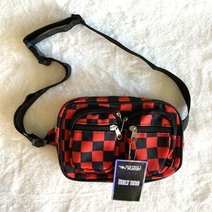 District Planet Belt Bag Red and Black Checkered Fanny Pack Check NWT Adjustable